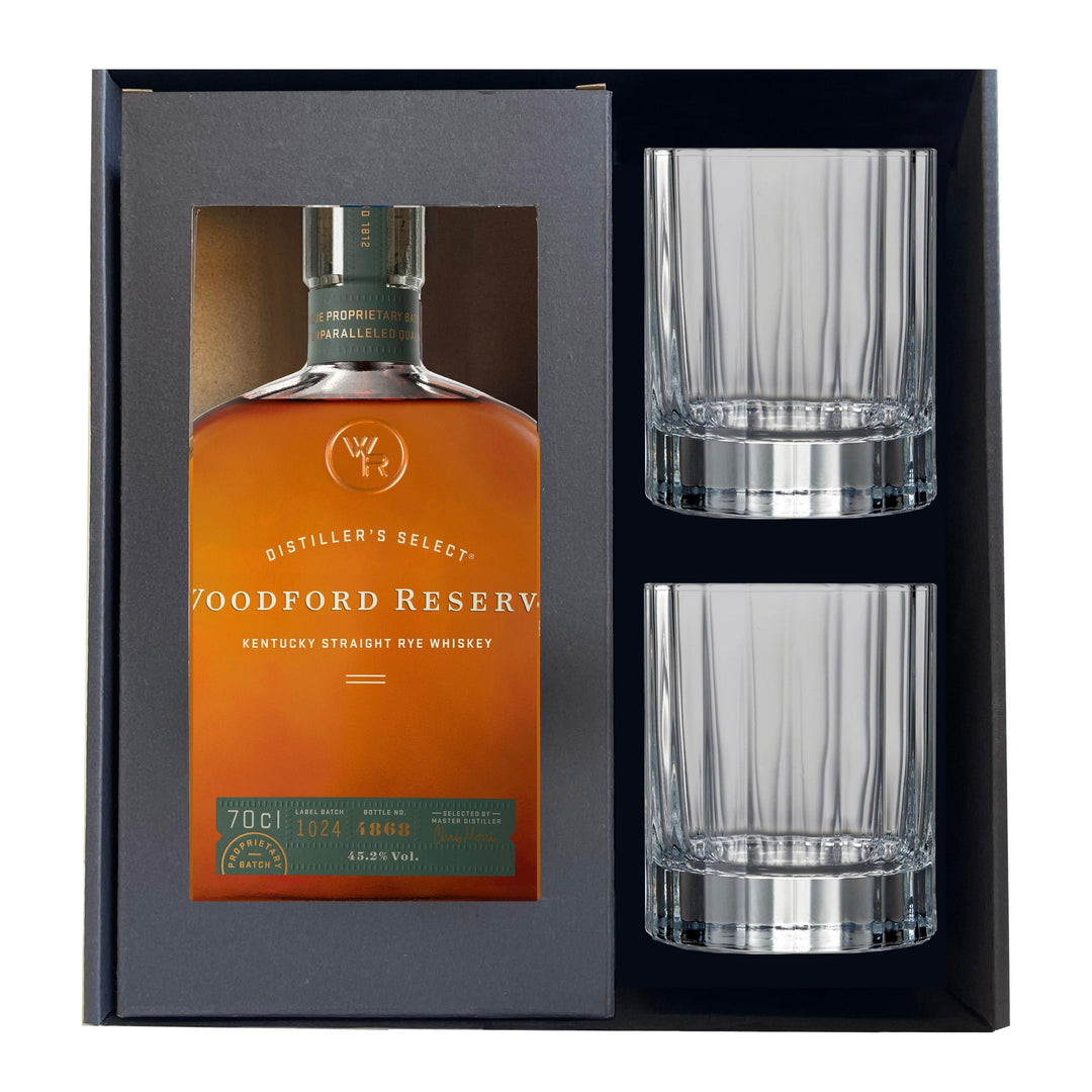 Personalised Woodford Reserve Rye and Crystal WhiskyGlass Set Gift Box 700ml 40% ABV