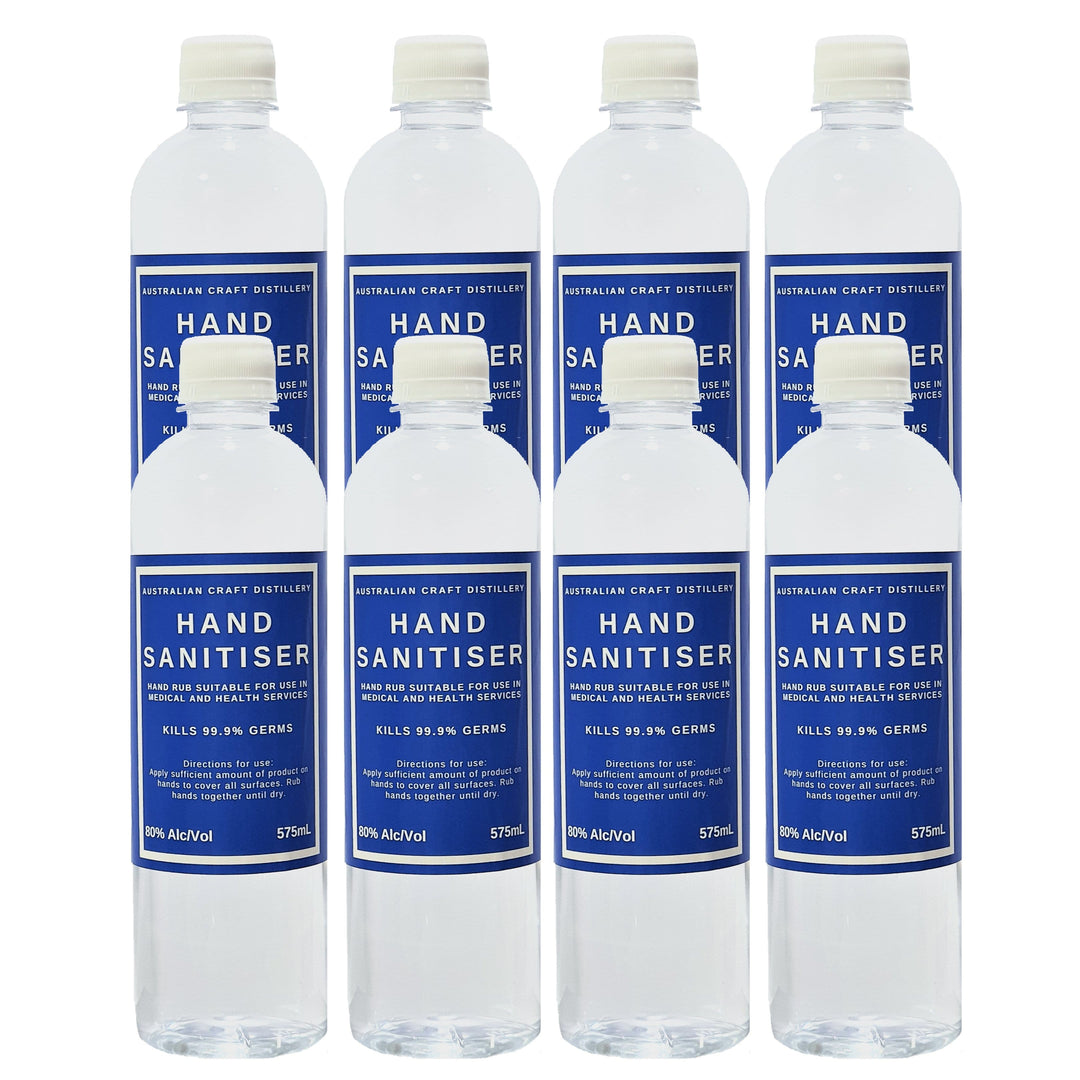 Hand Sanitiser 575mL - 80% Ethanol Made by Craft Whisky Distillery - 8 Pack