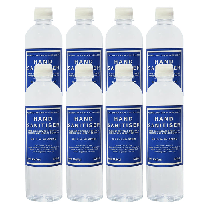 Hand Sanitiser 575mL - 80% Ethanol Made by Craft Whisky Distillery - 8 Pack