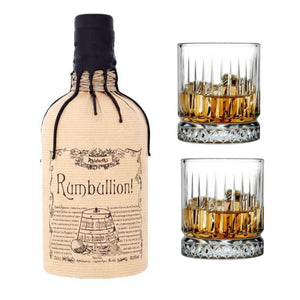 Rumbullion Rum 42.6% 700ml Includes 2x Pasabahce Crystal Glassware 355 ml
