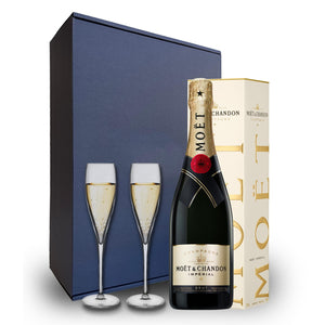PERSONALISED MOET & CHANDON GIFT HAMPER - Includes 2 Pack Champagne Flutes
