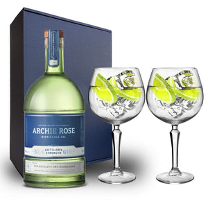 Archie Rose Distillers Strength Gin Hamper Pack includes 2 Speakeasy Gin Glasses