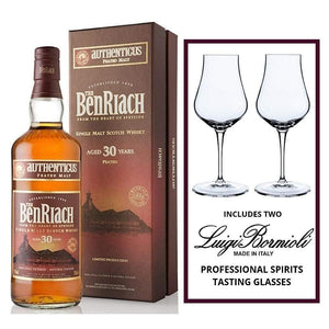 Benriach 30YO Authenticus 46% 700ml INCLUDES Luigi Bormioli Vinoteque Spirits Tasting Glass 170ml Box of two