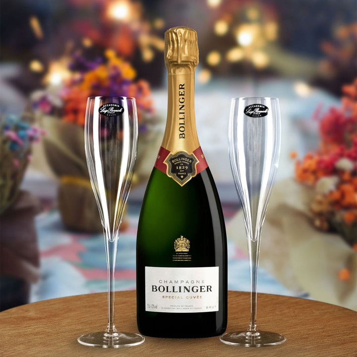 Personalised Bollinger Special Cuvee Gift Hamper - Includes 2 Pack Champagne Flutes