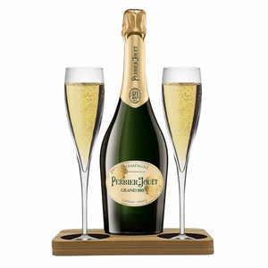 Perrier Jouet Champagne Hamper Box includes Presentation Stand and 2 Fine Crystal Champagne Flutes