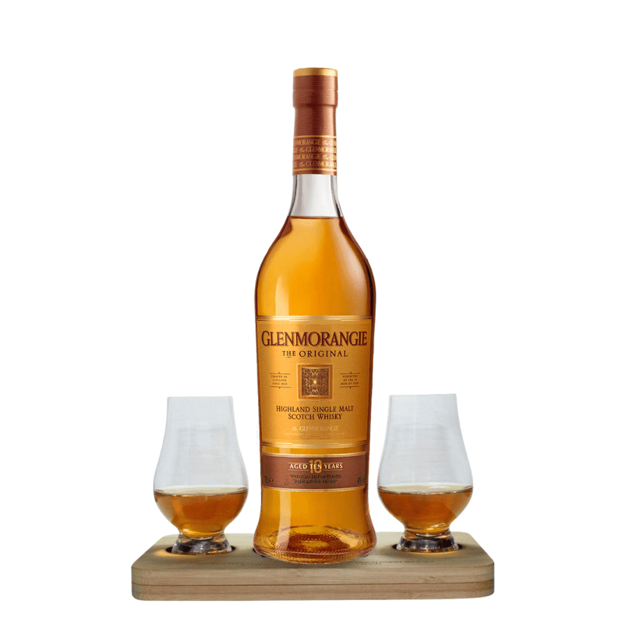Glenmorangie The Original Whisky Tasting Gift Set includes Wooden Presentation Stand plus 2 Original Glencairn Whisky Glasses