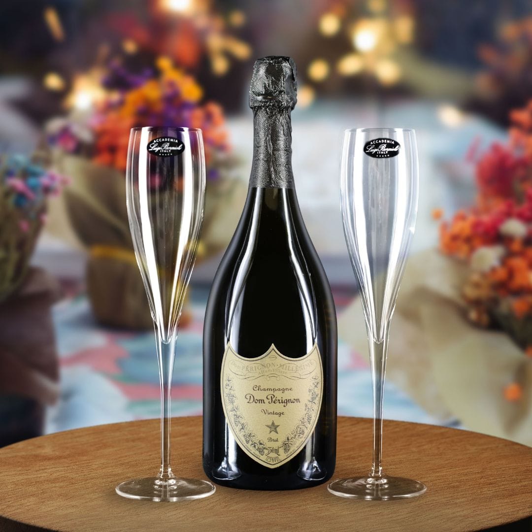 Personalised Dom Perignon Gift Hamper - Includes 2 Pack Champagne Flutes