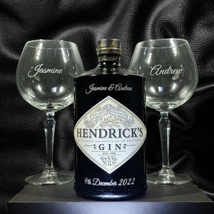 Personalised Hendrick's Gift Hamper Pack includes 2 Personalised Gin Glasses