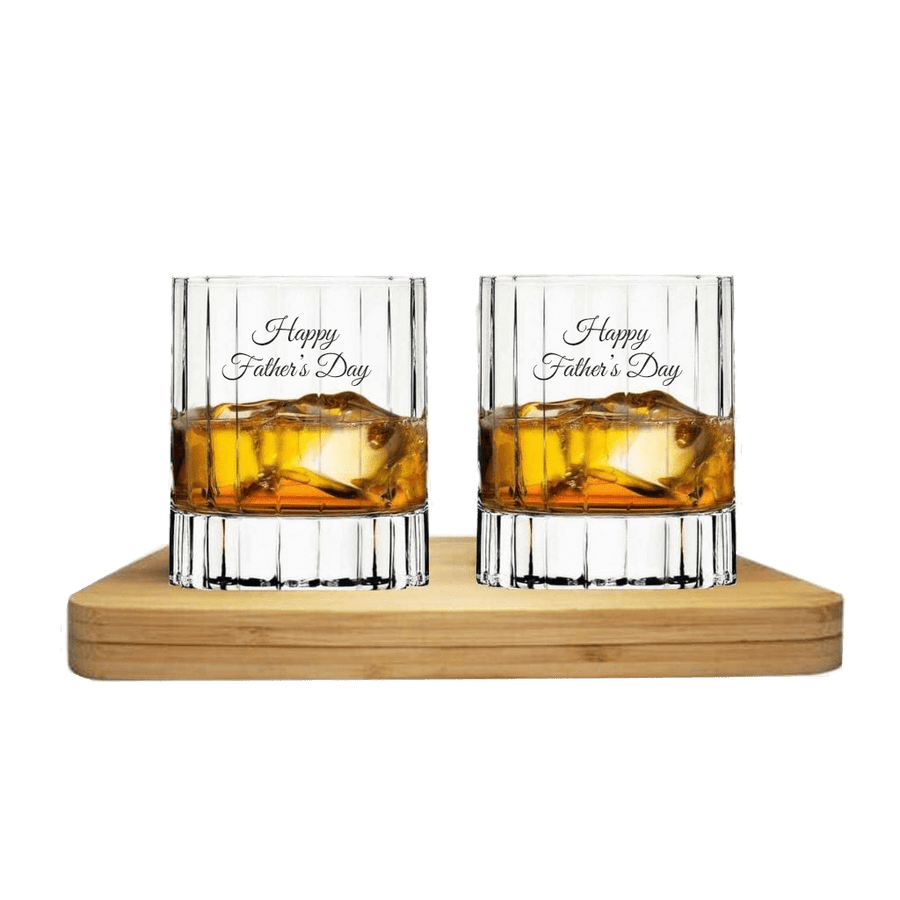 Father's Day Edition Luigi Bormioli Bach Whisky Crystal Glass Tasting Gift Set includes Wooden Presentation Stand