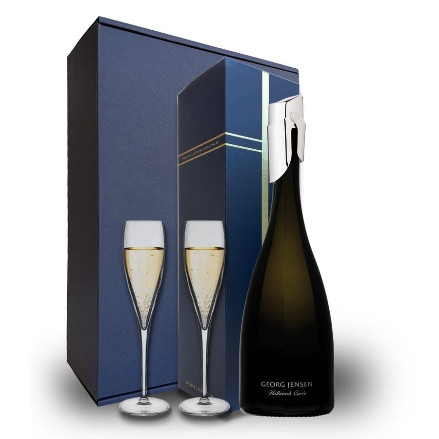 Personalised Mother's Day Georg Jensen Hallmark Cuvee Gift Hamper- Includes 2 Champagne Flutes and Gift Boxed