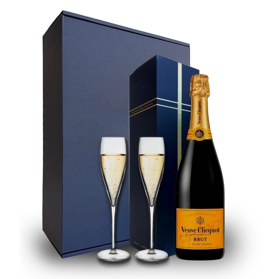 Personalised Mother's Day Veuve Clickquot Gift Hamper- Includes 2 Champagne Flutes and Gift Boxed