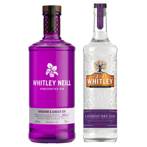 Combo Whitley Neill Ginger & Rhubarb Gin 43% AND J.J. Whitley London Dry Gin 38.6% 700ml