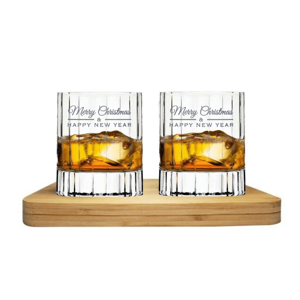 Christmas Edition Luigi Bormioli Bach Whisky Crystal Glass Tasting Gift Set includes Wooden Presentation Stand