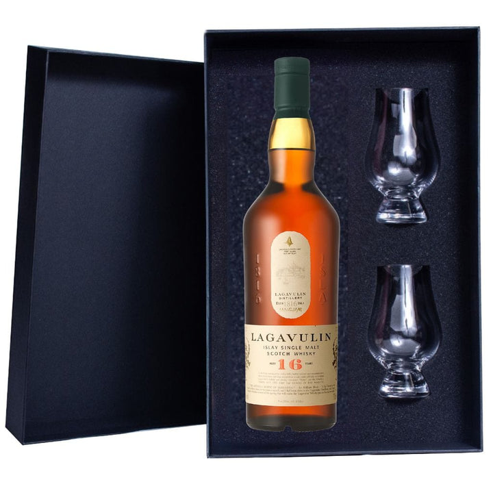 Lagavulin 16 Whisky Gift Box includes 2 Glencairn glasses