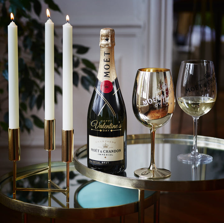 Valentine's Day Edition Moet & Chandon Gift Hamper - includes 2 Pack Champagne Flutes includes Wooden Presentation Stand