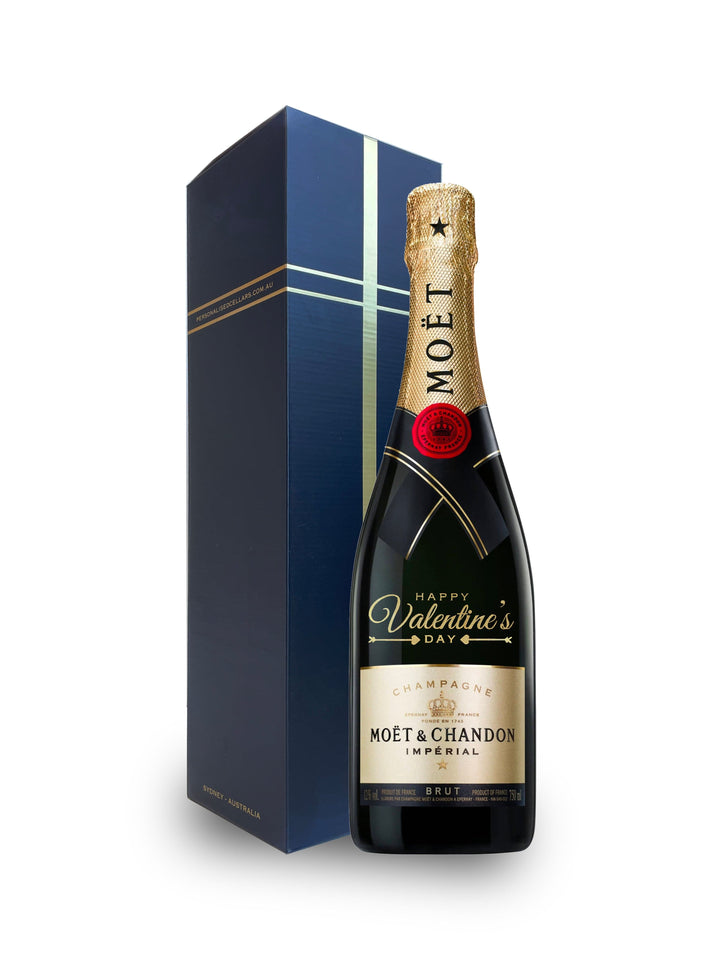 Valentine's Day Edition Moet & Chandon Gift Hamper - includes 2 Pack Champagne Flutes includes Wooden Presentation Stand