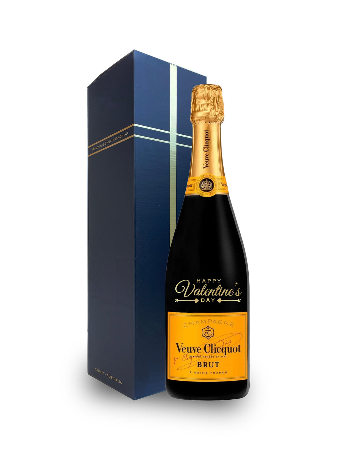 Valentine's Day Veuve Clicquot Gift Hamper - includes 2 Pack Champagne Flutes includes Wooden Presentation Stand