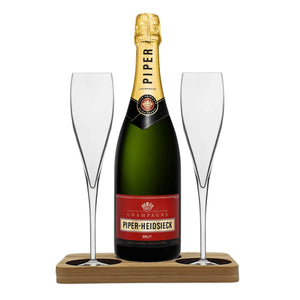 Personalised Piper-Heidsieck Brut Champagne Hamper Box includes Presentation Stand and 2 Fine Crystal Champagne Flutes