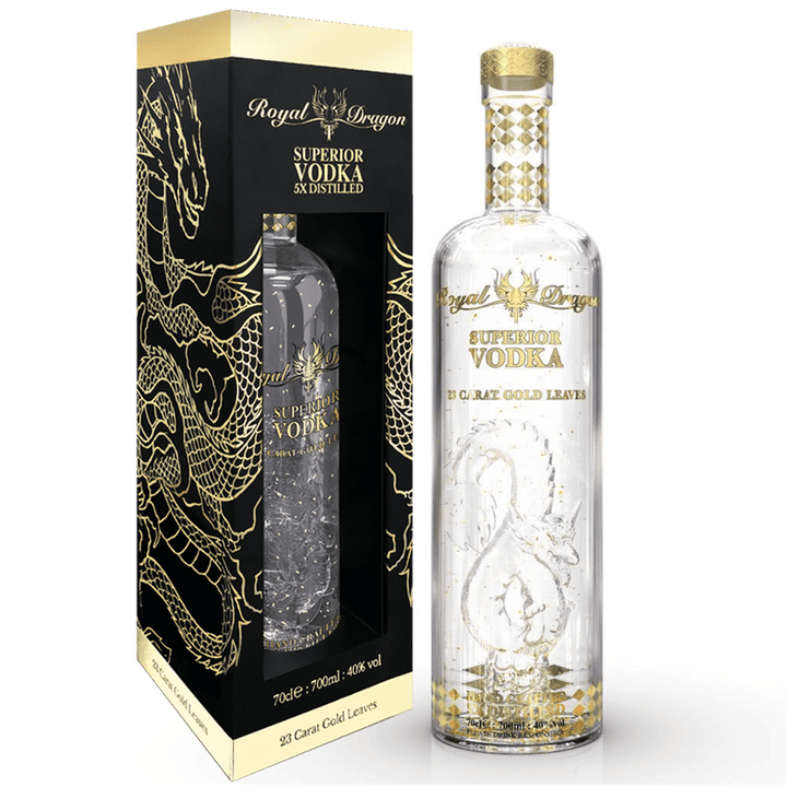 Personalised Royal Dragon Gold Leaf Vivid Lights Vodka 700ml