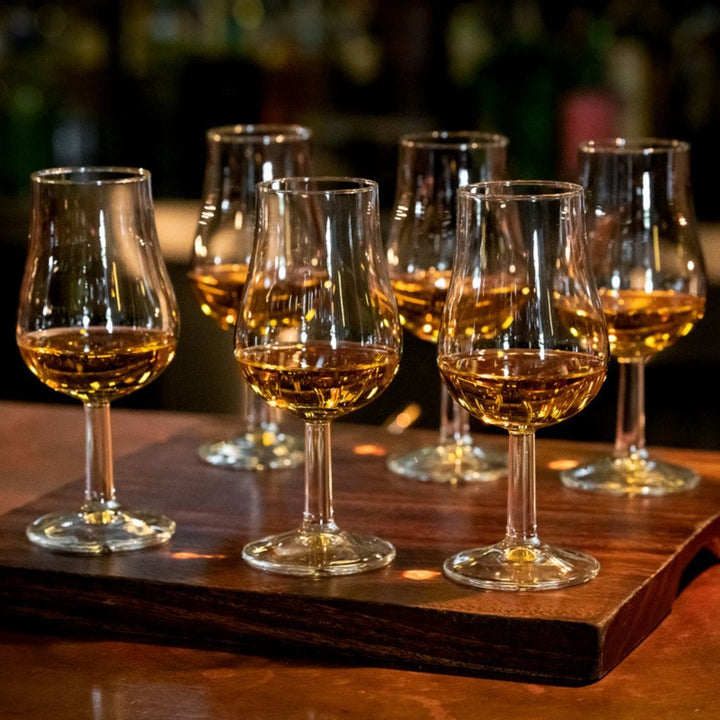 Whisky Tasting Glasses - 6 Pack Tasting Gift Set includes Wooden Presentation Stand