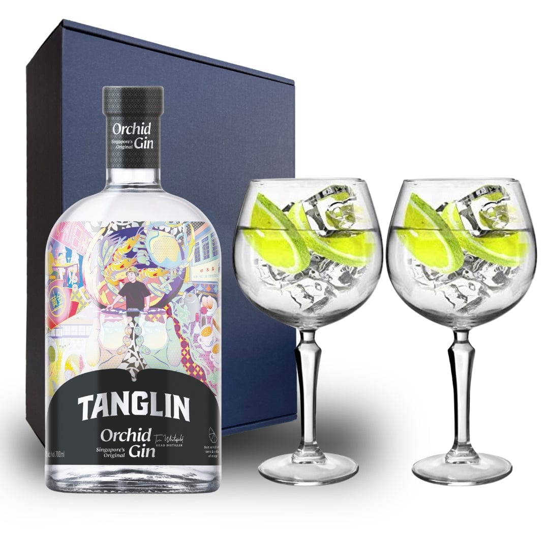 Tanglin Orchid Gin Hamper Pack includes 2 Speakeasy Gin Glasses