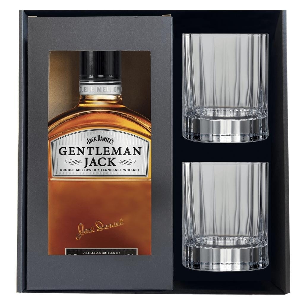 Personalised Gentleman Jack and Crystal WhiskyGlass Set Gift Box 700ml 40% ABV