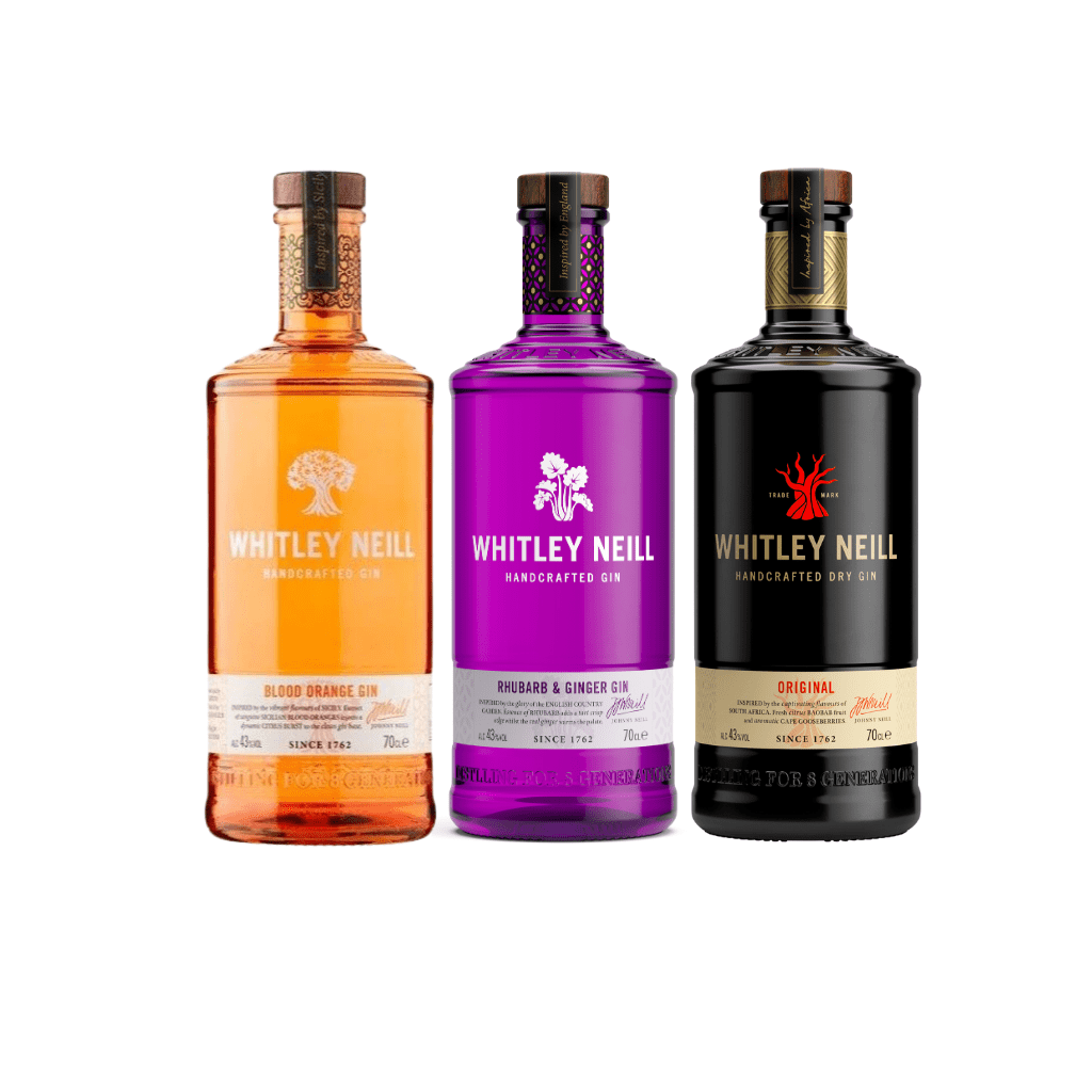 Whitley Neill Whtley Neill Original + Rhubarb & Ginger + Blood Orange Gins 700ml (Inc. Mini Gift Pack 3 x 50ml)