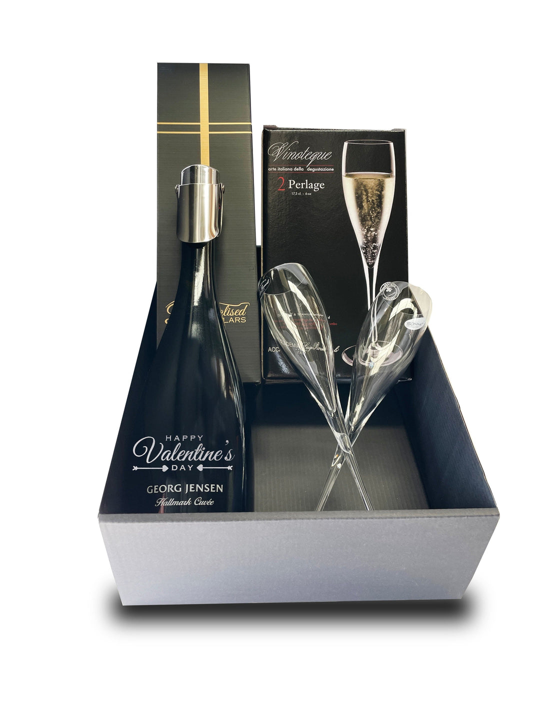 Valentine's Day Georg Jensen Hallmark Cuvee Gift Hamper - includes 2 Pack Champagne Flutes