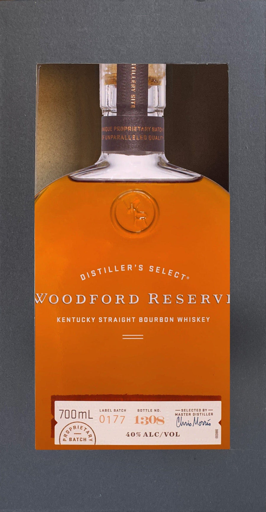 Personalised Woodford Reserve Bourbon and Crystal WhiskyGlass Set Gift Box 700ml 40% ABV