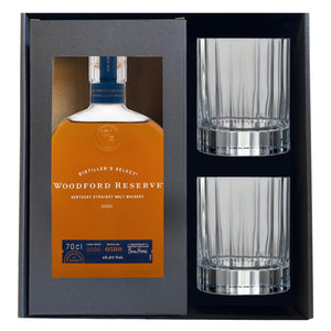 Personalised Woodford Reserve Malt and Crystal Whisky Glass Set Gift Hamper Box 700ml 45.2% ABV
