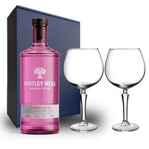 Personalised Whitley Neill Pink Grapefruit Hamper Pack includes 2 Speakeasy Gin Glasses