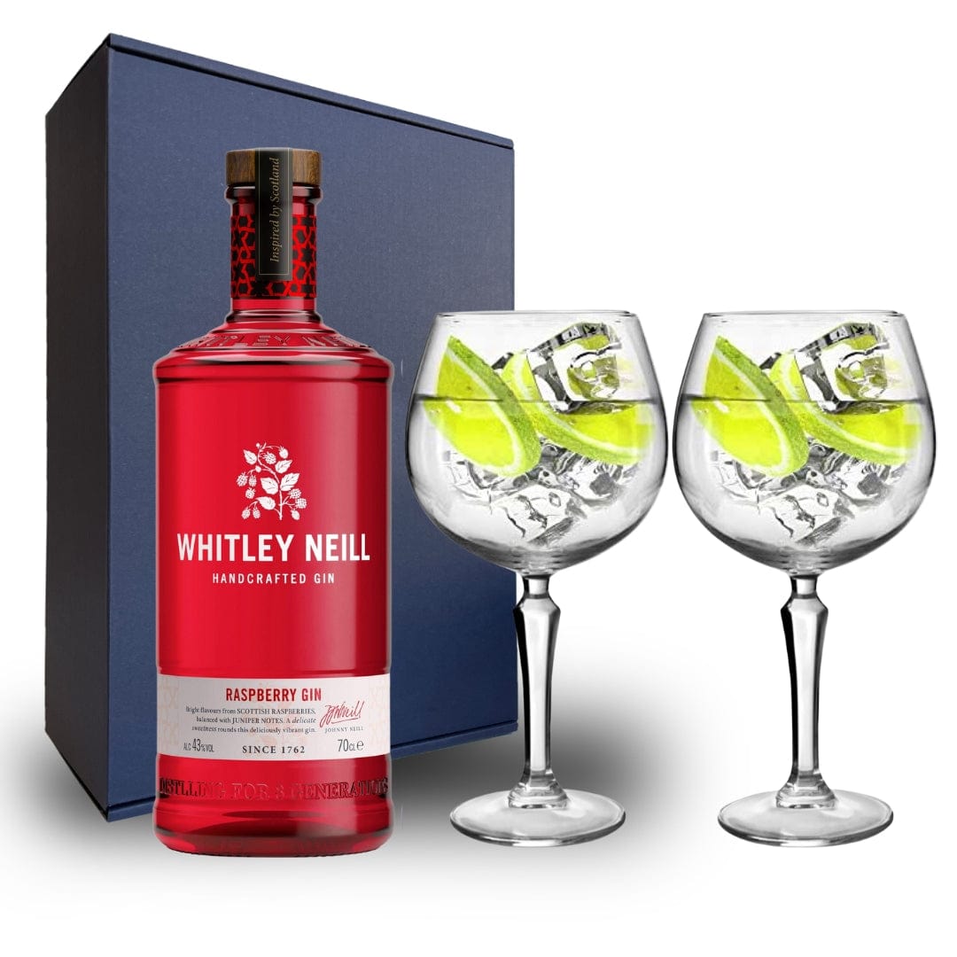 Personalised Whitley Neill Raspberry Hamper Pack includes 2 Speakeasy Gin Glasses