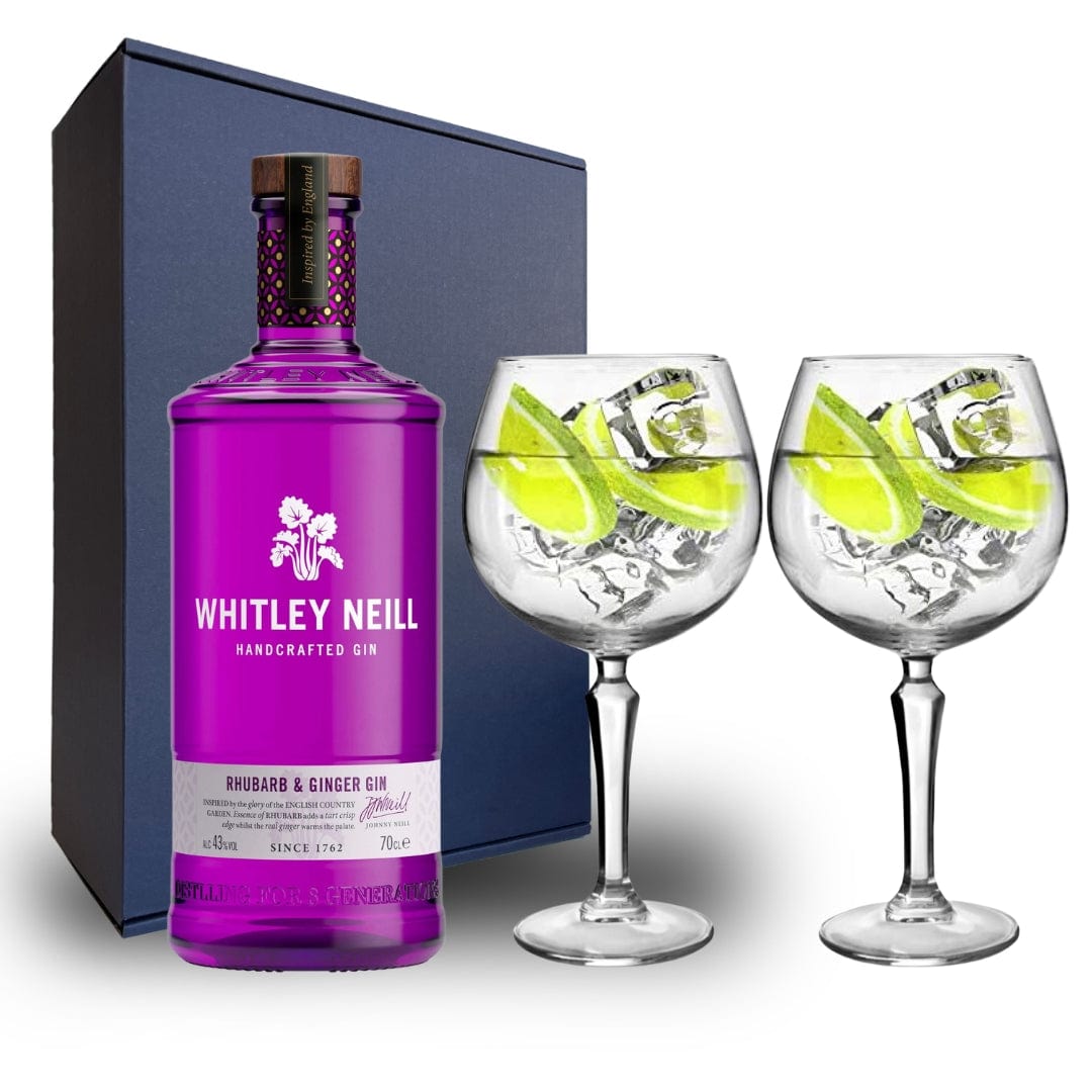 Whitley Neill Rhubarb & Ginger Hamper Pack includes 2 Personalised Speakeasy Gin Glasses