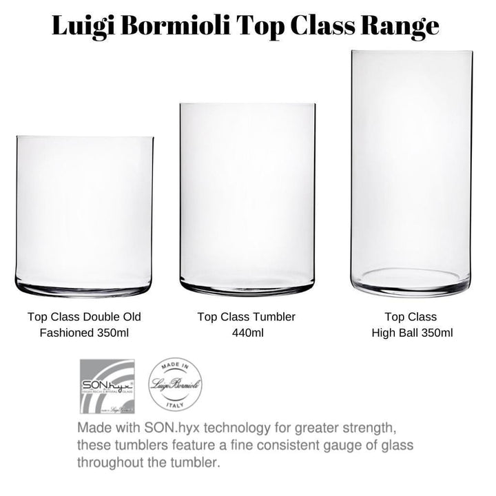 Luigi Bormioli Top Class Whisky High-Ball Crystal Glassware 350ml - 6 Pack