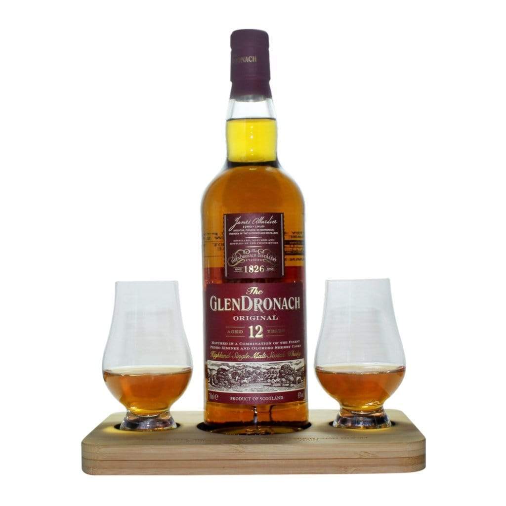 Glendronach The Orginal Whisky Tasting Gift Set includes Wooden Presentation Stand plus 2 Original Glencairn Whisky Glass