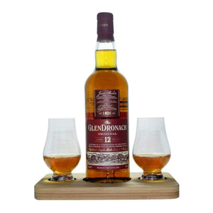 Glendronach The Orginal Whisky Tasting Gift Set includes Wooden Presentation Stand plus 2 Original Glencairn Whisky Glass